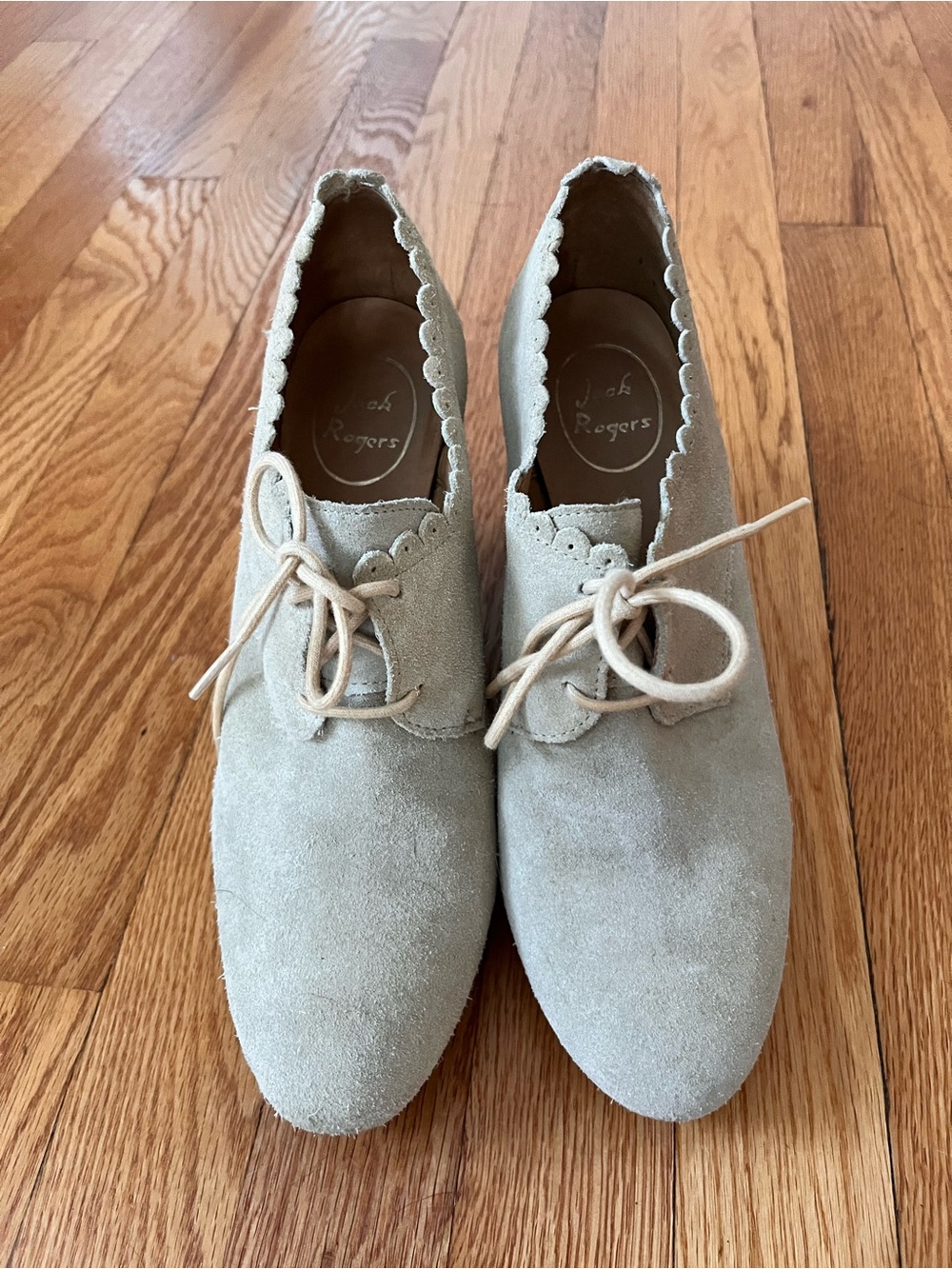 Jack Rogers wedge heels laced suede shoes
